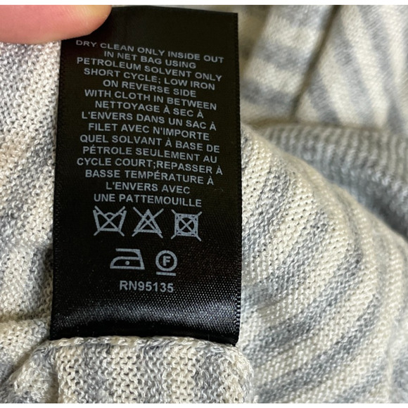 Womens XS/S Lafayette148 Oversized Gray Stripe Linen Blend Short Sleeve Knit Top - Picture 5 of 6